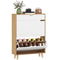 Narrow Shoe Cabinet for Entryway with 2 Flip Drawers, Top Drawer and Adjustable Shelves for 12 Pairs of Shoes, White