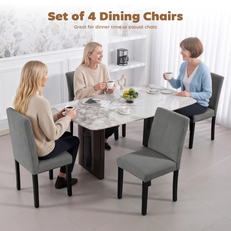 Modern Dining Chairs Set of 4, Kitchen Chairs with Rubberwood Legs and Padded Seat, Dark Grey
