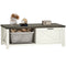 Farmhouse Coffee Table with Drawer, Open Storage Shelf for Living Room, Dining Room, Office, Distressed White
