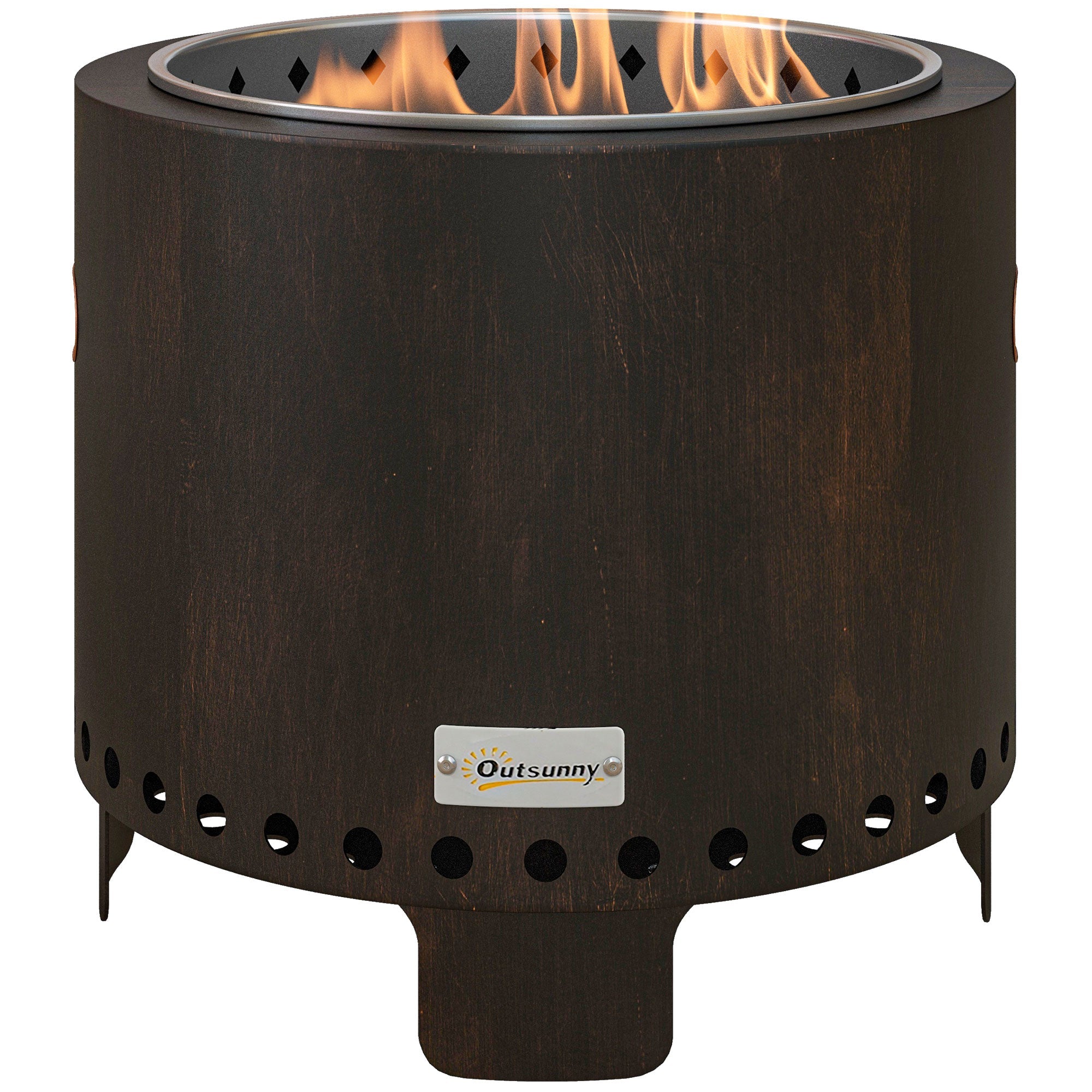 Outsunny Metal Wood-burning Smokeless Fire Pit, Black 