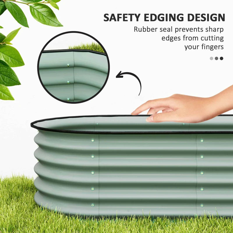 Galvanized Raised Garden Beds with Arch Trellis, Metal Planter Box with Climbing Net, Rubber Strap Edging, Open Bottom