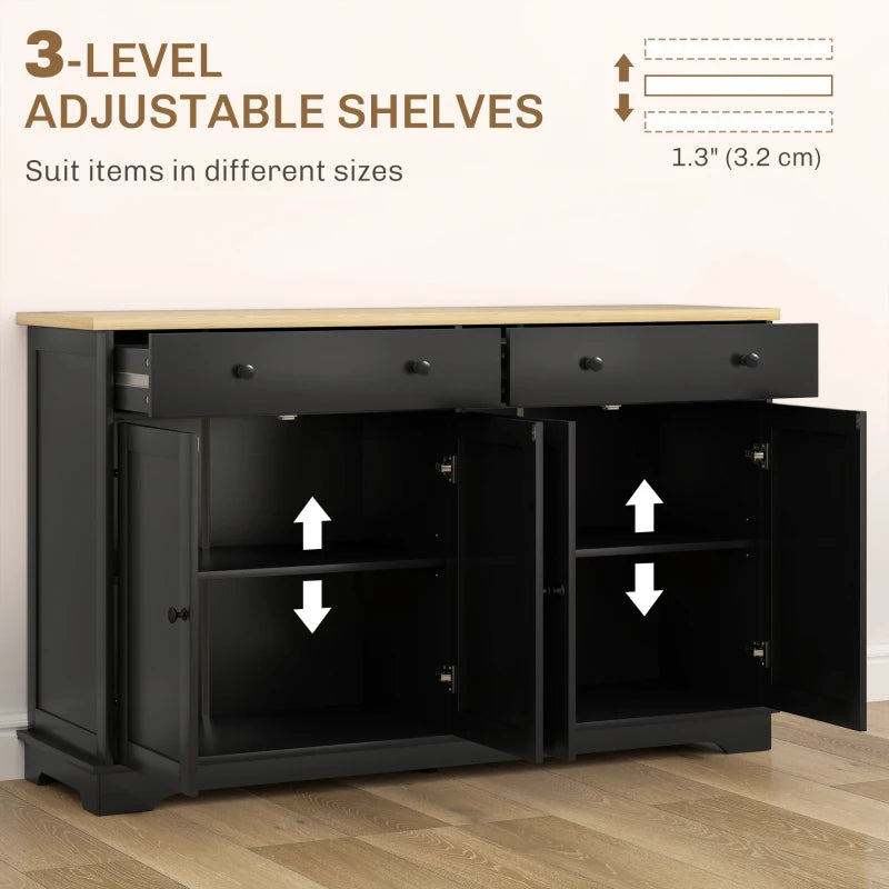 Modern Sideboard, Buffet Cabinet with Storage Drawers, Adjustable Shelves for Living Room, Dining Room, Entryway, Black