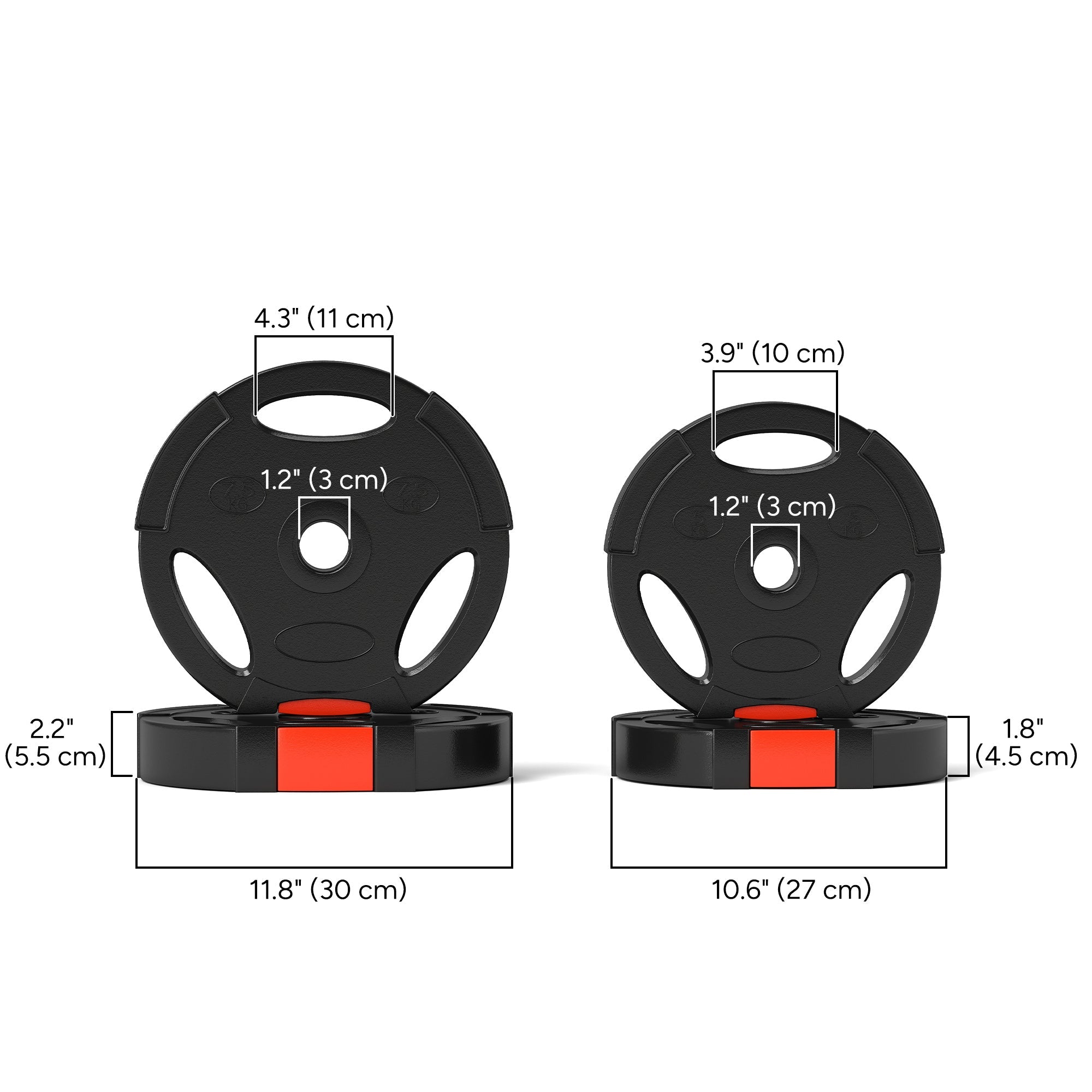 Soozier 1-Inch Weight Plates, Barbell Weights Set for Weightlifting and Strength Training, 2 x 17lbs + 2 x 11lbs 