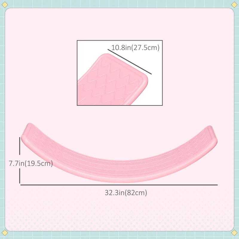 Qaba 32.3" Balance Board, Wobble Board Kids Curvy Rocker Board, Ended Preschool Learning Montessori Waldorf Toy, Pink