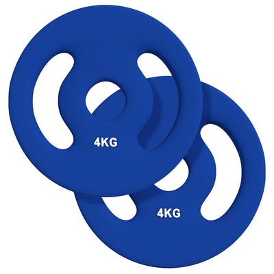 Soozier 2 x 8.8lbs Standard Weight Plates with Easy-Grip Handles, 1" Holes, for Home, Gym, Weight Lifting and Strength Training 