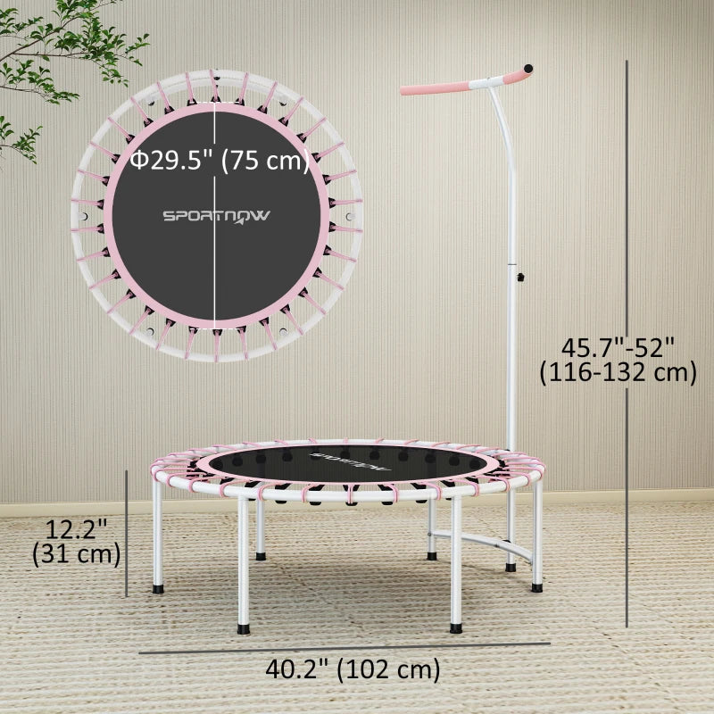 Soozier 40" Foldable Mini Rebounder Trampoline with Adjustable Handle, Quiet Indoor Fitness Trampoline for Adults & Teens – Black