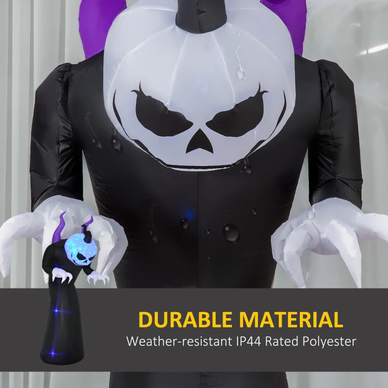 Outsunny 7ft Inflatable Halloween Ghost with Horns – LED Blow-Up Yard Display with Flame Effect 