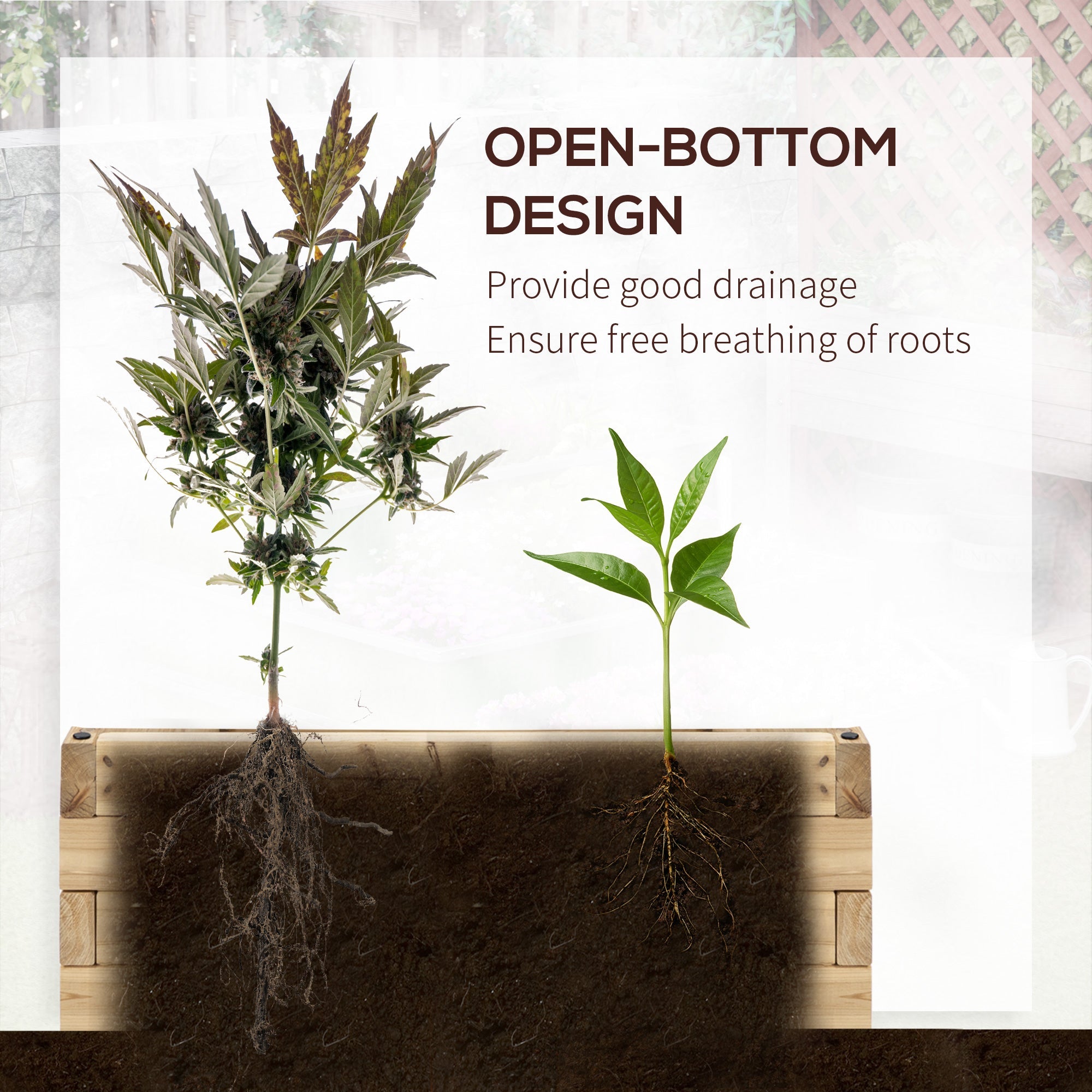 Outsunny Raised Garden Bed 46" x 24" x 9" Outdoor Wooden Planter Box Vegetables Flowers Fruits Herbs 