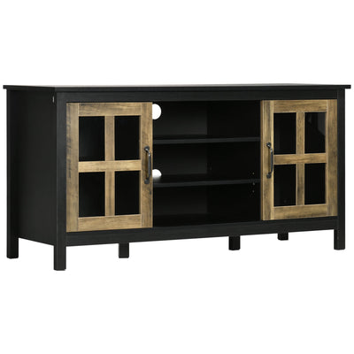 HOMCOM Sleek Entertainment Hub: Black TV Cabinet for 55" TVs, Adjustable Shelves, Living Room Centerpiece 