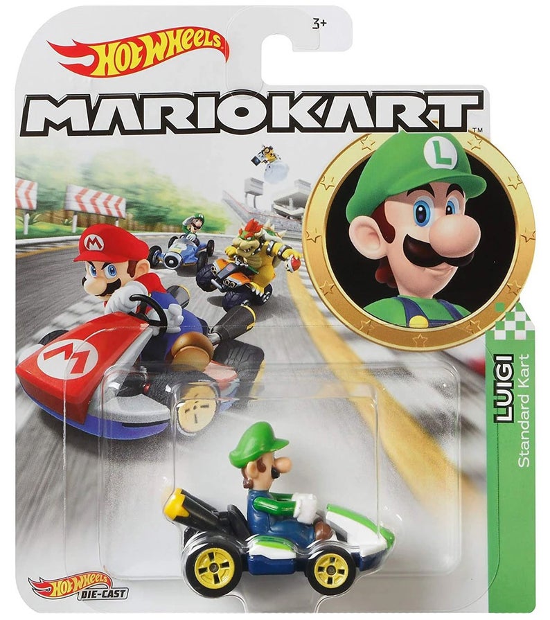 Hot Wheels Die-Cast 1/64 Mario Kart - Luigi Standard Kart 