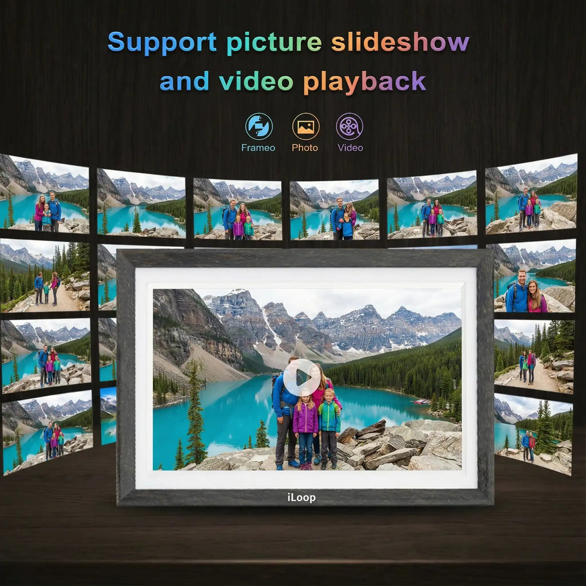 iloop 15.6” Digital Photo Frame | WiFi Touch Screen, 32 GB | Frameo App | Tabletop or Wall-Mounted