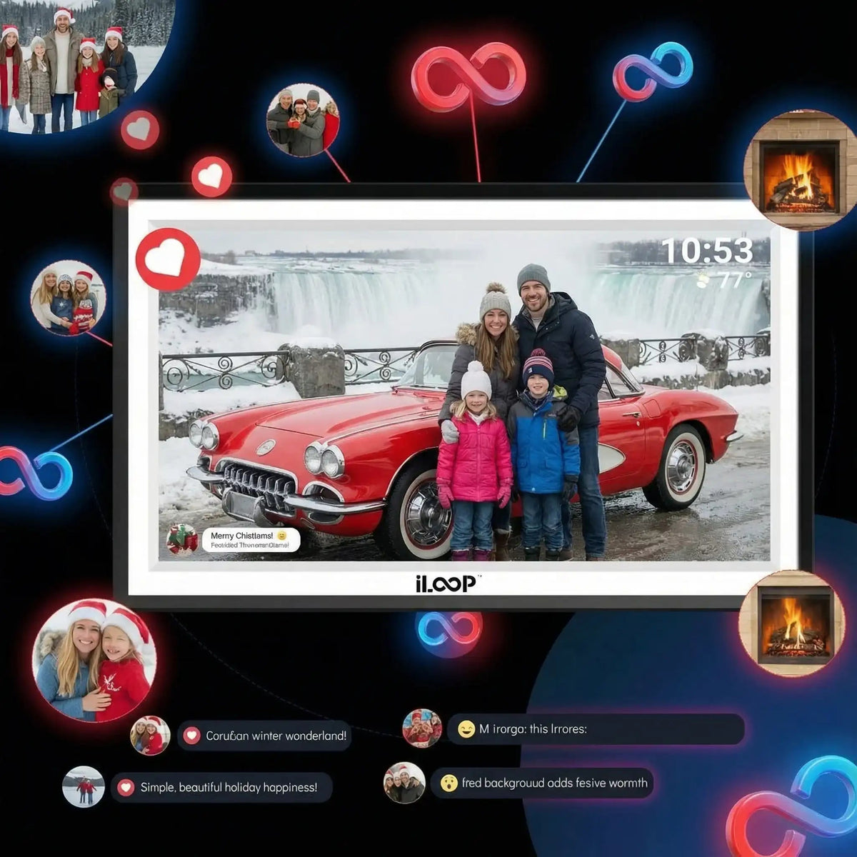iloop 15.6” Digital Photo Frame | WiFi Touch Screen, 32 GB | Frameo App | Tabletop or Wall-Mounted