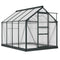 Outsunny Durable Outdoor Greenhouse 6.2'x8.3'x6.6' with PC Board, Slide Door for Extended Gardening - Grey