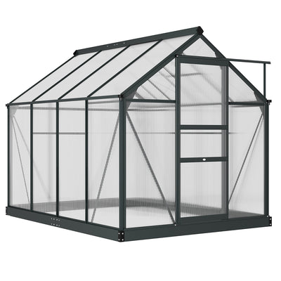 Outsunny Durable Outdoor Greenhouse 6.2'x8.3'x6.6' with PC Board, Slide Door for Extended Gardening - Grey 