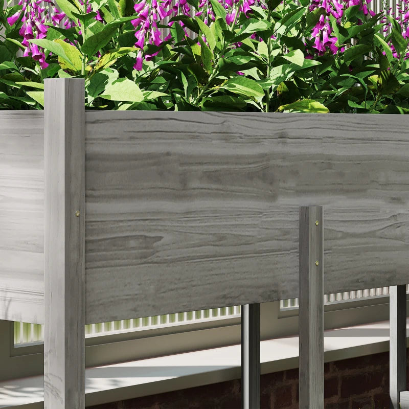 Wooden Raised Garden Bed Planter, Large Elevated Planter Box with Legs, Bed Liner and Drain Holes, Grey