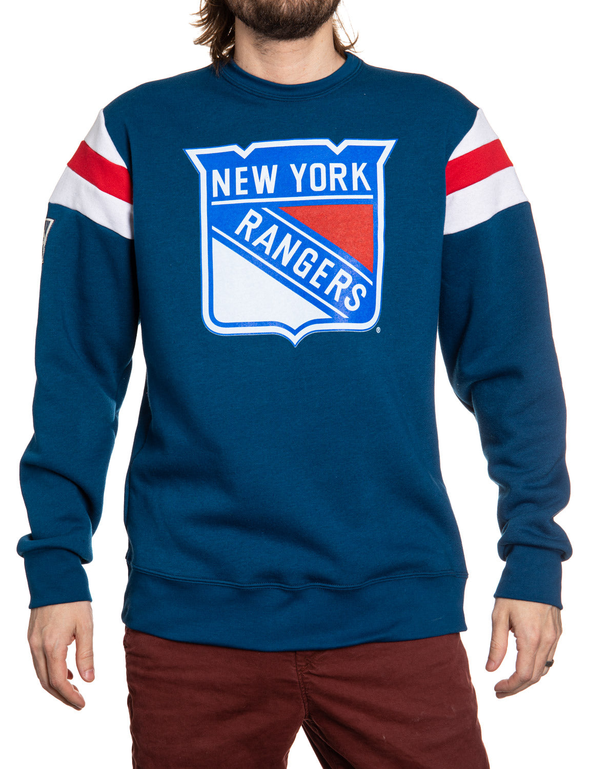 New York Rangers Varsity Retro Style Crewneck Sweatshirt 