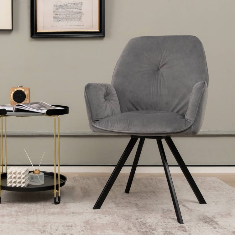 Set of 2 Swivel Accent Arm Chairs with Metal Legs and Wide Back-Gray