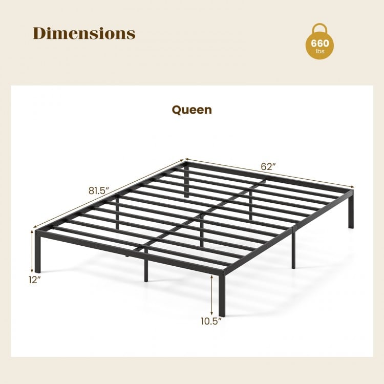 Full/Queen/King Size Metal Bed Frame Heavy Duty Support Slats Mattress Foundation-Queen Size