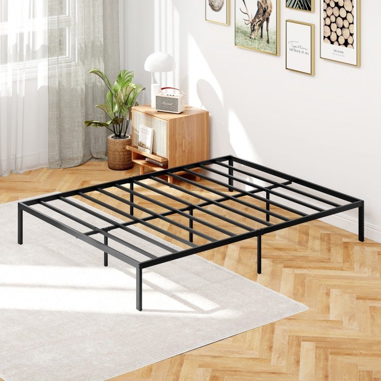 Full/Queen/King Size Metal Bed Frame Heavy Duty Support Slats Mattress Foundation-Queen Size