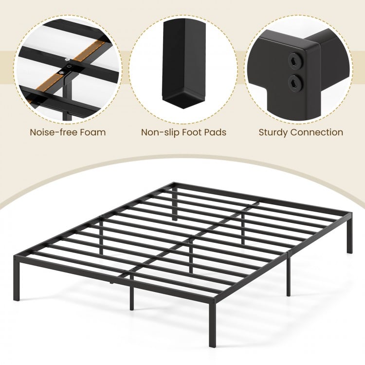 Full/Queen/King Size Metal Bed Frame Heavy Duty Support Slats Mattress Foundation-Queen Size