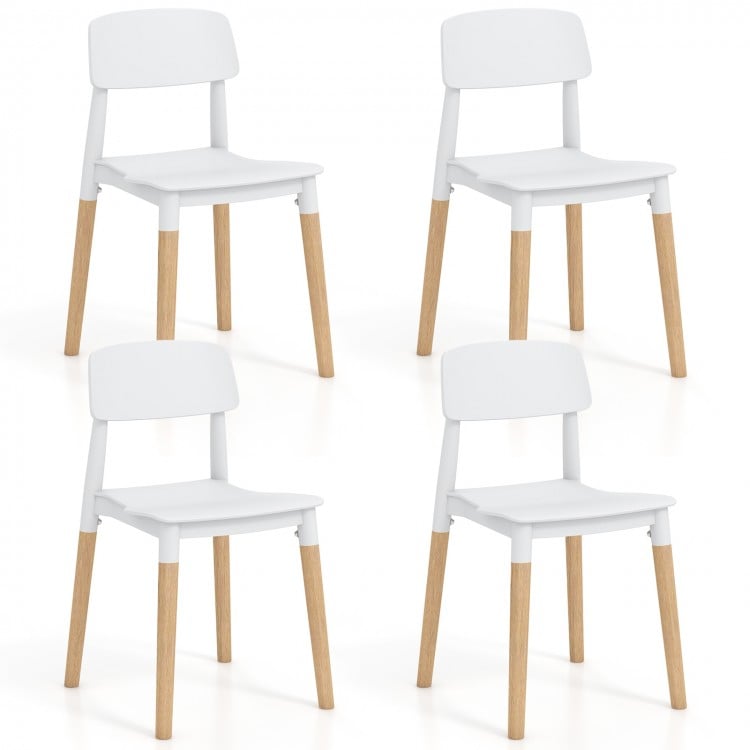 Modern Dining Side Chairs Set of 4 with Ergonomic Backrest for Dining Room-White