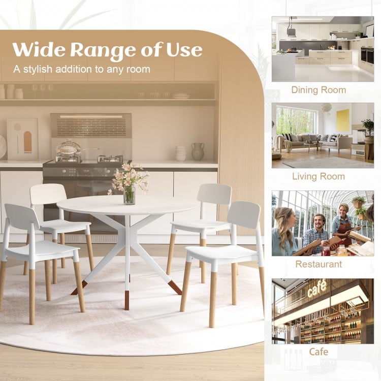 Modern Dining Side Chairs Set of 4 with Ergonomic Backrest for Dining Room-White