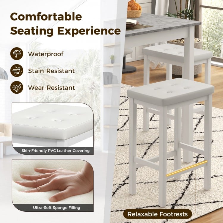 5-Piece Bar Table Set Counter-Height Dining Table and 4 Bar Stools-White