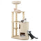 60 Inches Tall Cat Tree with 2-Story Condo and Sisal Scratching Posts-Natural