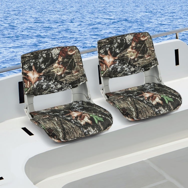 Low Back Folding Padded Boat Seat with 4 Bolts for Outdoor Adventures