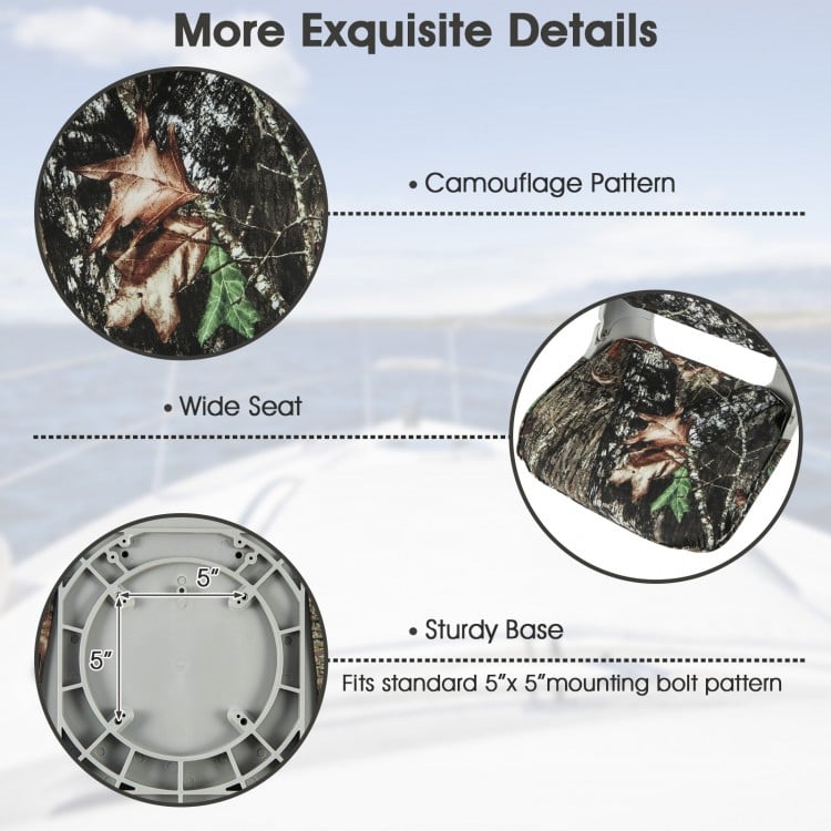 Low Back Folding Padded Boat Seat with 4 Bolts for Outdoor Adventures