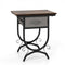 Side Table with Fabric Drawer and Carved Metal Frame for Living Room
