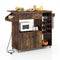 Drop Leaf Mobile Kitchen Island Cart with Power Outlet and Adjustable Shelf-Rustic Brown