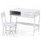 Kids Desk and Chair Set with Storage Drawer and Hutch-White