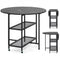 Folding Round Dining Table with Lockable Wheels-Black