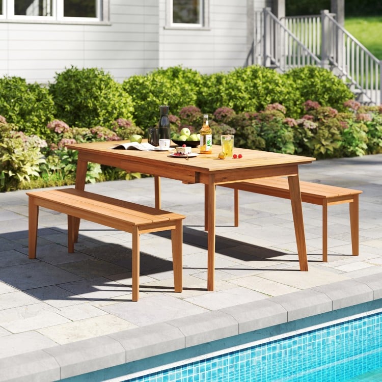 55 Inches Outdoor Teak Wood Bench with 880 LBS Weight Capacity