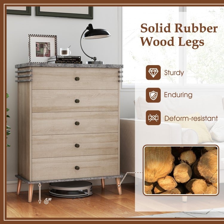 Farmhouse Chest Dresser of Drawers Tall Storage Organizer-Grey