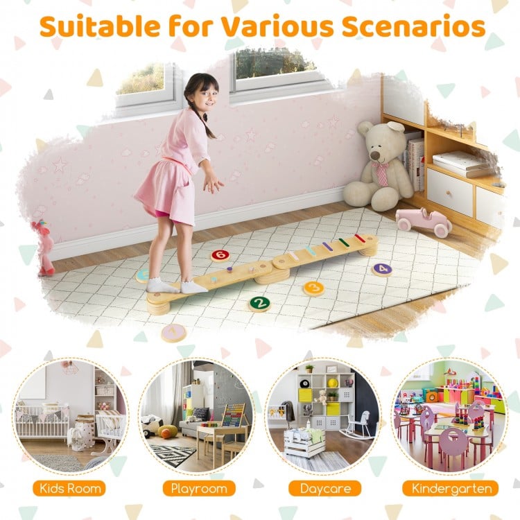 Montessori Balance Beam Set Wooden Balance Boards with Stepping Stones