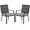 Patio Wicker Chairs Set of 2 Stackable Rattan Armchairs with Removable Cushions-Grey