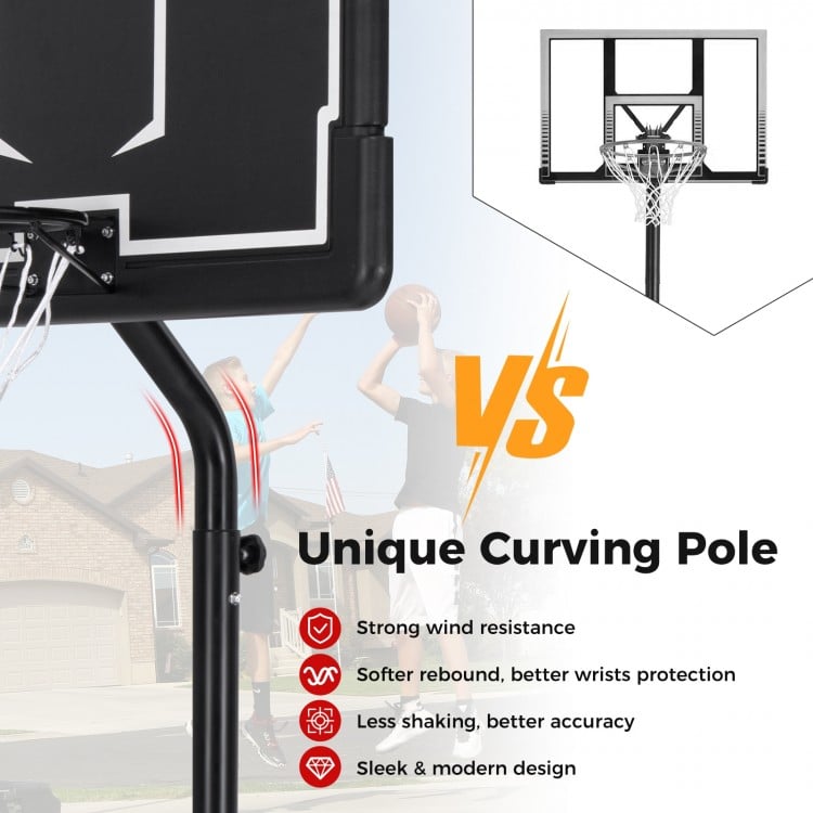 Portable Outdoor Basketball Hoop 6.9-8.5 FT Adjustable with Fillable Base Shatterproof PC Backboard