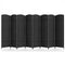 8-Panel Folding Room Divider with Hand-Woven Texture and Solid Wood Frame-Black