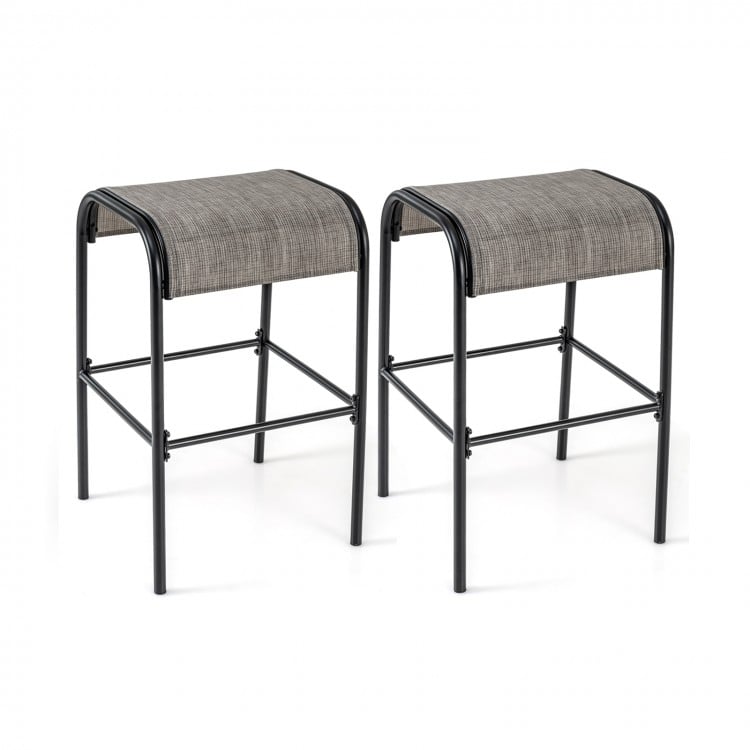 Set of 2/4 Patio Metal Bar Stools with Curved Fabric Seat-Set of 2
