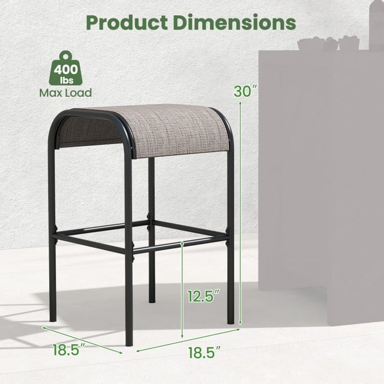 Set of 2/4 Patio Metal Bar Stools with Curved Fabric Seat-Set of 2