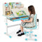 Height Adjustable Children School Home Study Table and Chair Set with Tilted Desktop for 3-12 Years Old-Blue