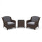 3 Pieces Outdoor Rattan Furniture Set with Cushions and Tempered Glass Coffee Table-Gray