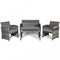 4 Pieces Patio Rattan Furniture Set with Glass Table and Loveseat-Gray