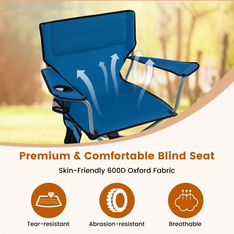 360° Swivel Hunting Chair Portable Foldable with Mesh Cup Holder and Storage Pockets-Green