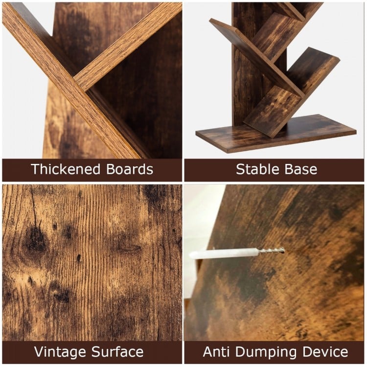 8-Tier Free Standing Tree Bookshelf-Coffee