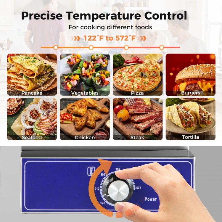 22 Inch Countertop Electric Griddle 2000W 110V Commercial Stainless Steel Grill
