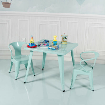 27'' Kids Square Steel Table Play Learn Activity Table-BlueÂ 