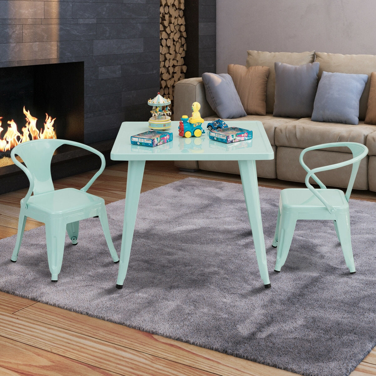 27'' Kids Square Steel Table Play Learn Activity Table-Blue